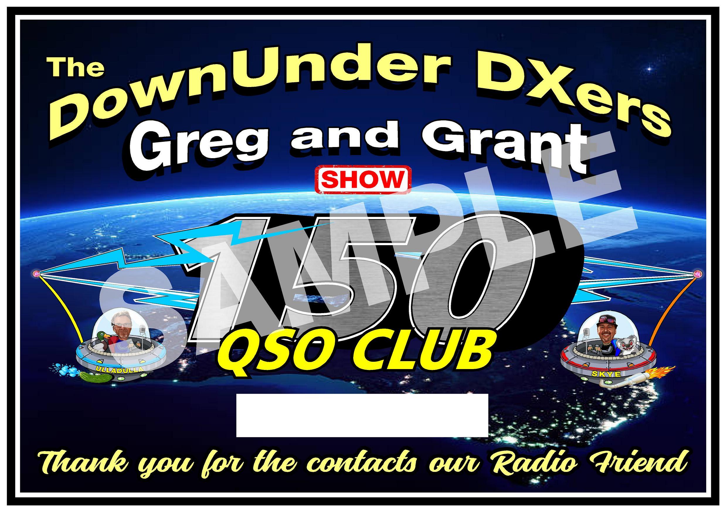 QSO Club Award for 150 or more QSO's